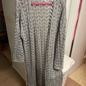 Cost Plus World Market Gray Open-Knit Cardigan
